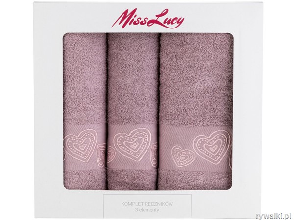 Miss Lucy Komplet ręczników 3 szt. róż Hearts