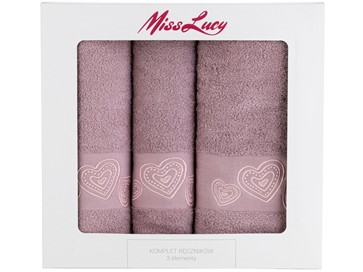 Miss Lucy Komplet ręczników 3 szt. róż Hearts