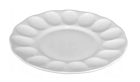 Ćmielów Talerz do jaj 26, 5 cm biały gładki
